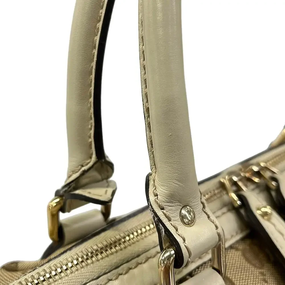 Gucci Handbag 247902 Dark Brown Beige Cream Jacquard Leather